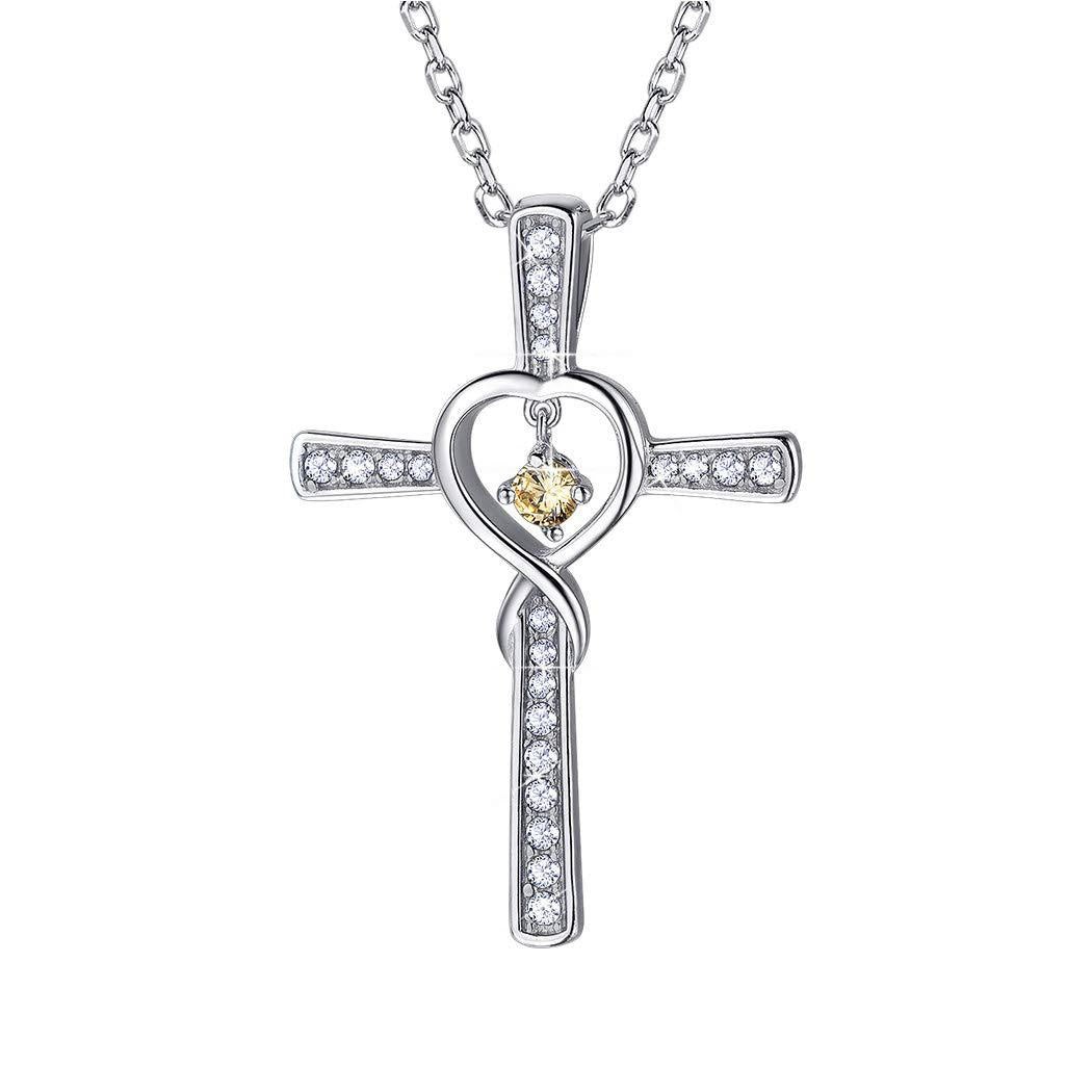 Cross Birthstone Crystal Pendant Necklace