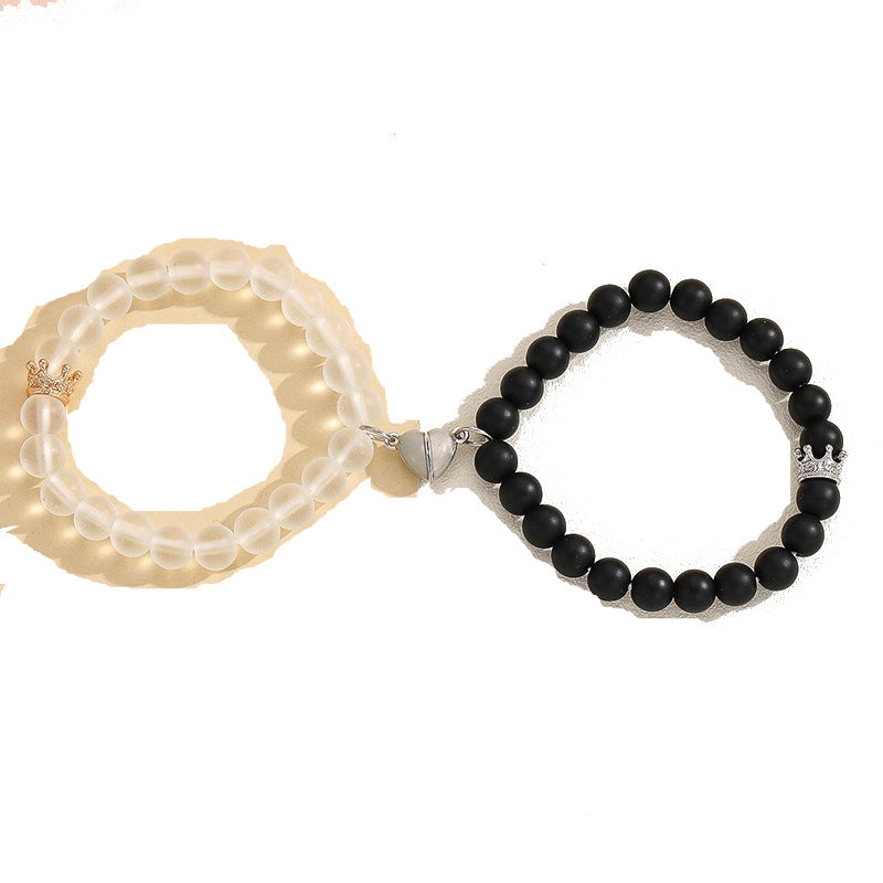 2pcs Handmade Crown Beaded Charms Bracelet