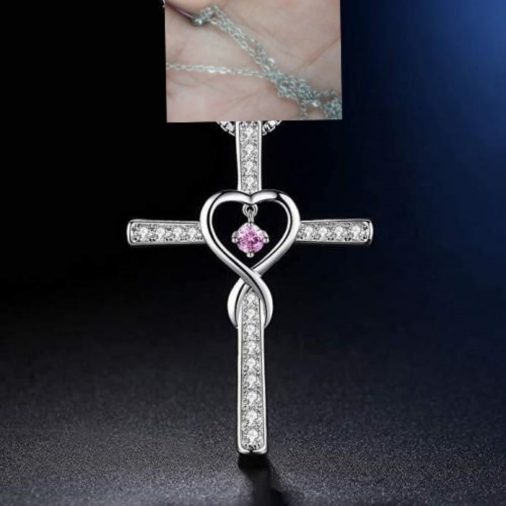 Cross Birthstone Crystal Pendant Necklace
