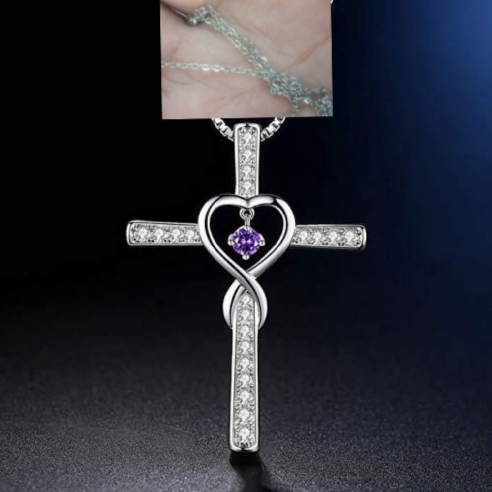 Cross Birthstone Crystal Pendant Necklace