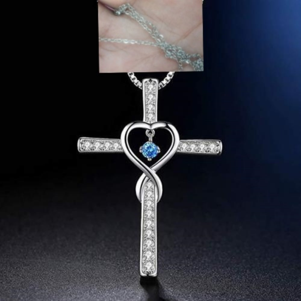 Cross Birthstone Crystal Pendant Necklace