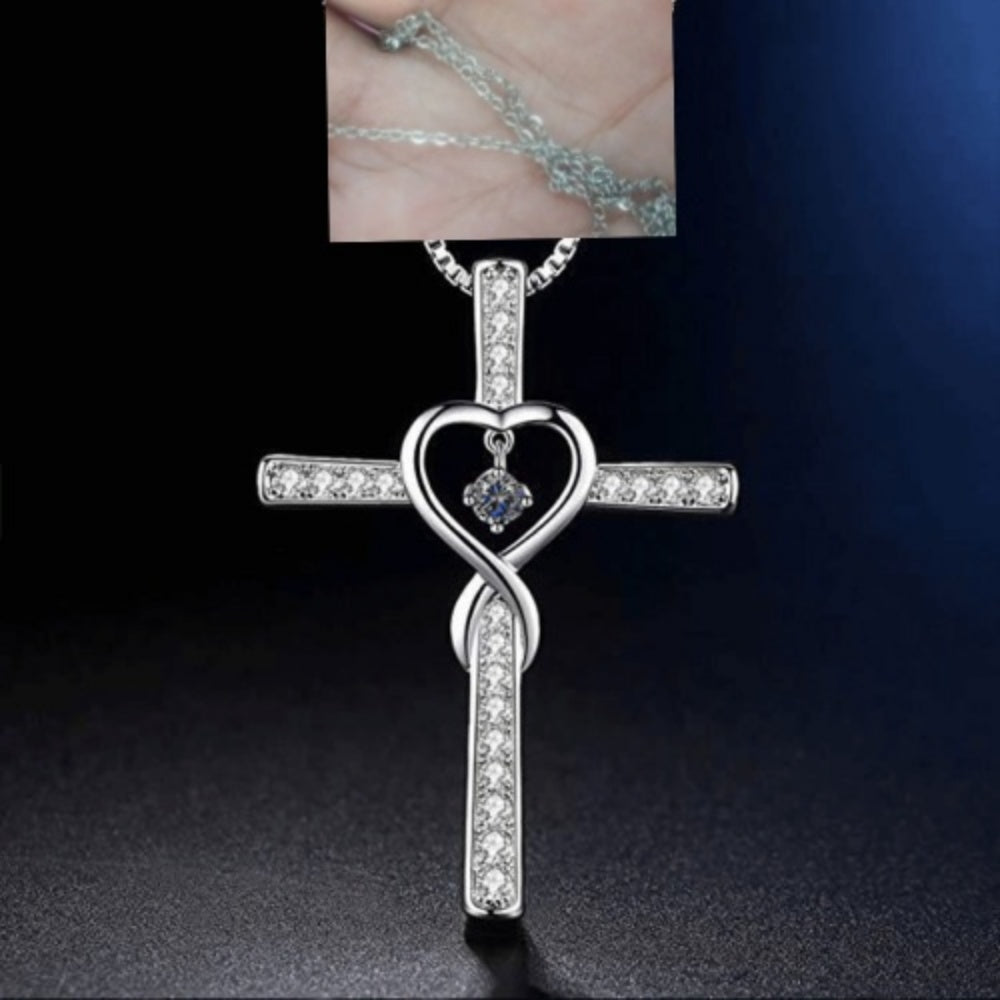 Cross Birthstone Crystal Pendant Necklace
